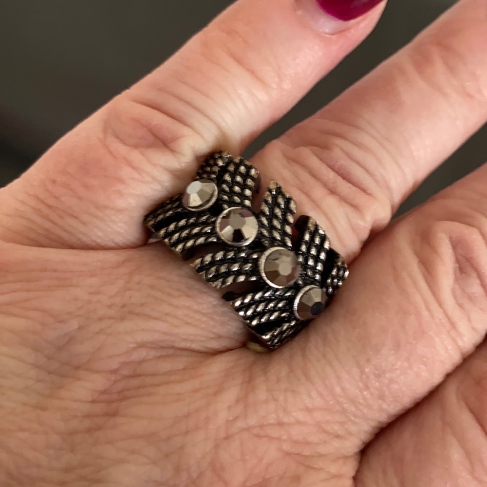 🆕 Black Metal Adjustable Ring!!! Fits 7-9 NEW!!!